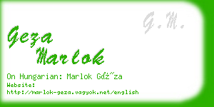 geza marlok business card